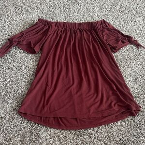 Off-Shoulder Burgundy Top